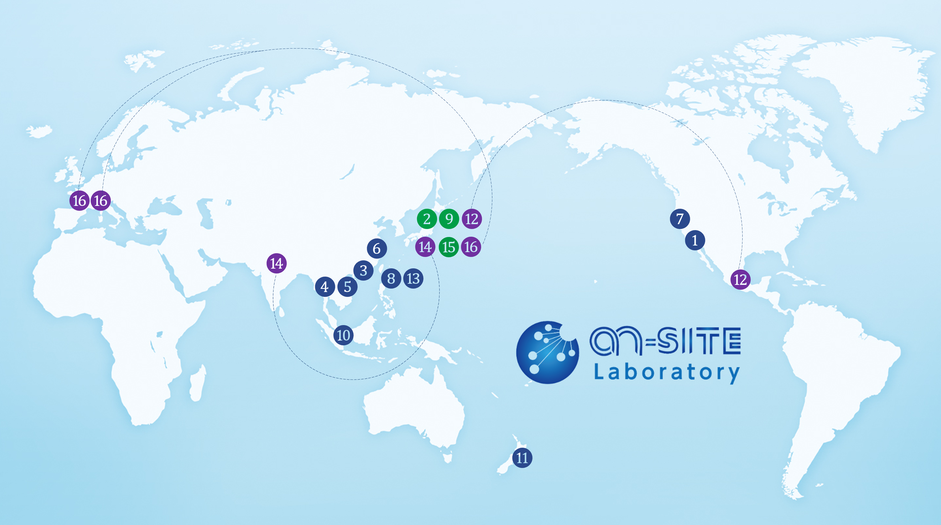 On-site Laboratory配置図(世界地図)