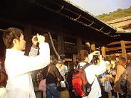 Participants taking pictures at Kiyomizu-dera