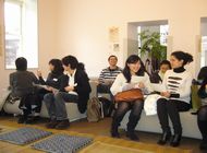 Participants practicing a short ‘rakugo’ story