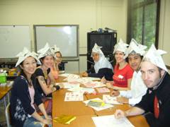 Samurai helmets with participants