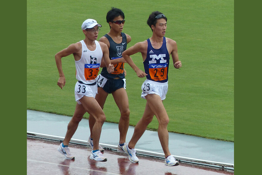 京大時代に山西さんが優勝した熊谷インカレ（第85回日本学生対校選手権）でのレース風景。イメージ