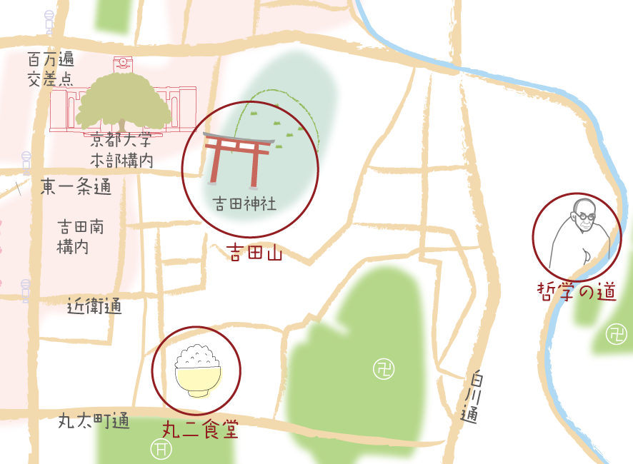 京都大学吉田キャンパス　本部、吉田南構内　周辺エリアの地図