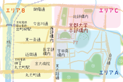 京都大学 吉田キャンパス周辺の地図