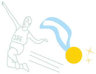 1936年のベルリンオリンピックの三段跳びで金メダルを獲得した田島直人のイラスト