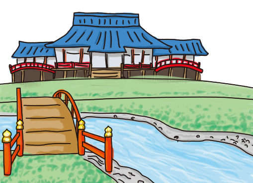 鎌倉時代の庭園のイラスト