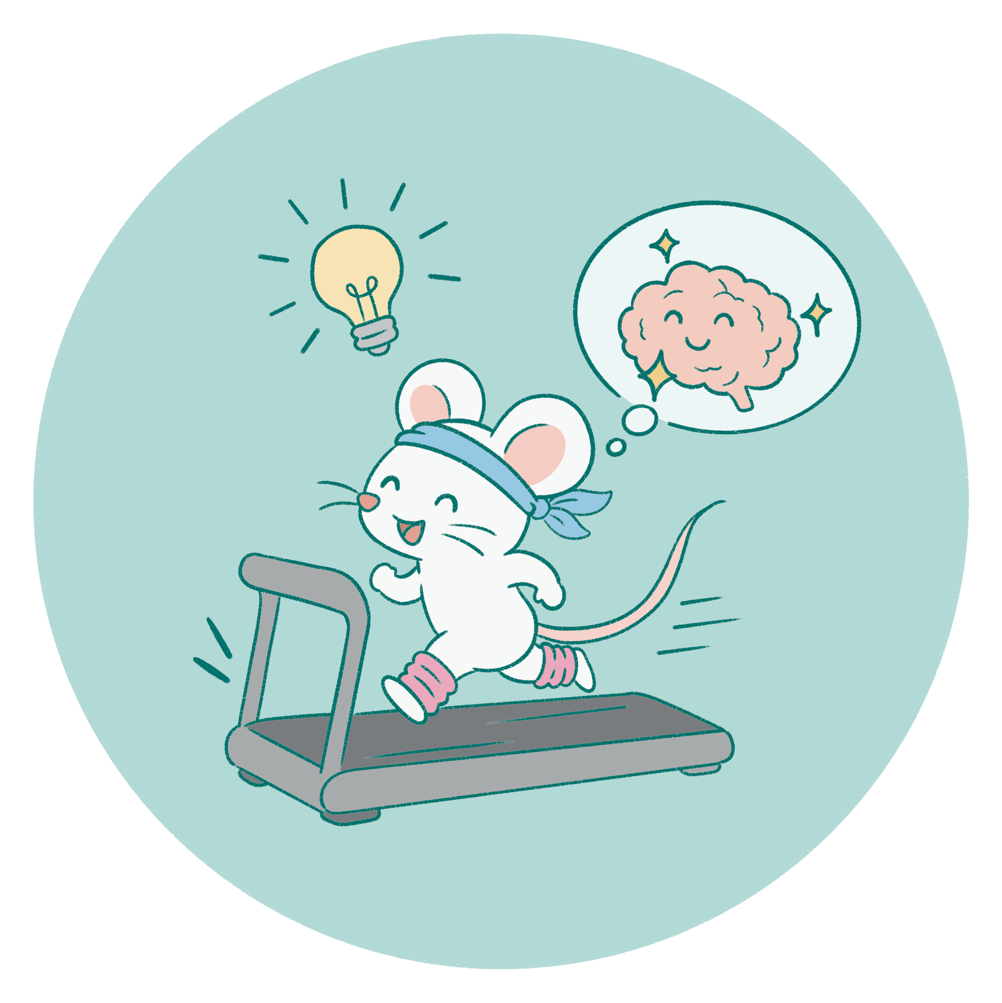 トレッドミルで走るネズミのイラスト