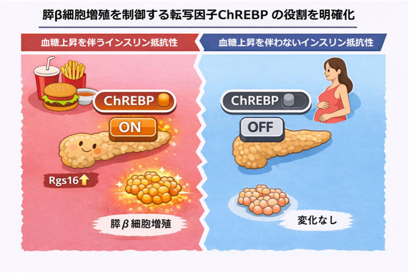 高血糖時に膵β細胞を増やす分子スイッチを発見―糖尿病で失われる膵β細胞量回復へつながる新たな治療標的―
