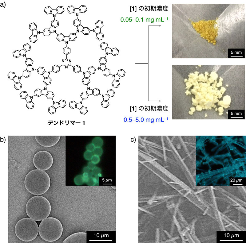 溶媒蒸気の識別が可能な新しい分子集合体材料を作成 －取り込む分子に応じて蛍光が大きく変化する多孔性デンドリマー結晶－