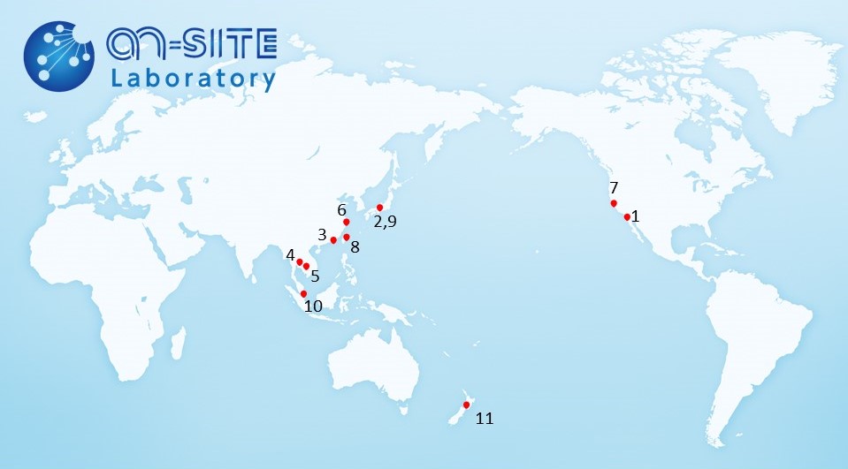 On-site Laboratory配置図（世界地図）