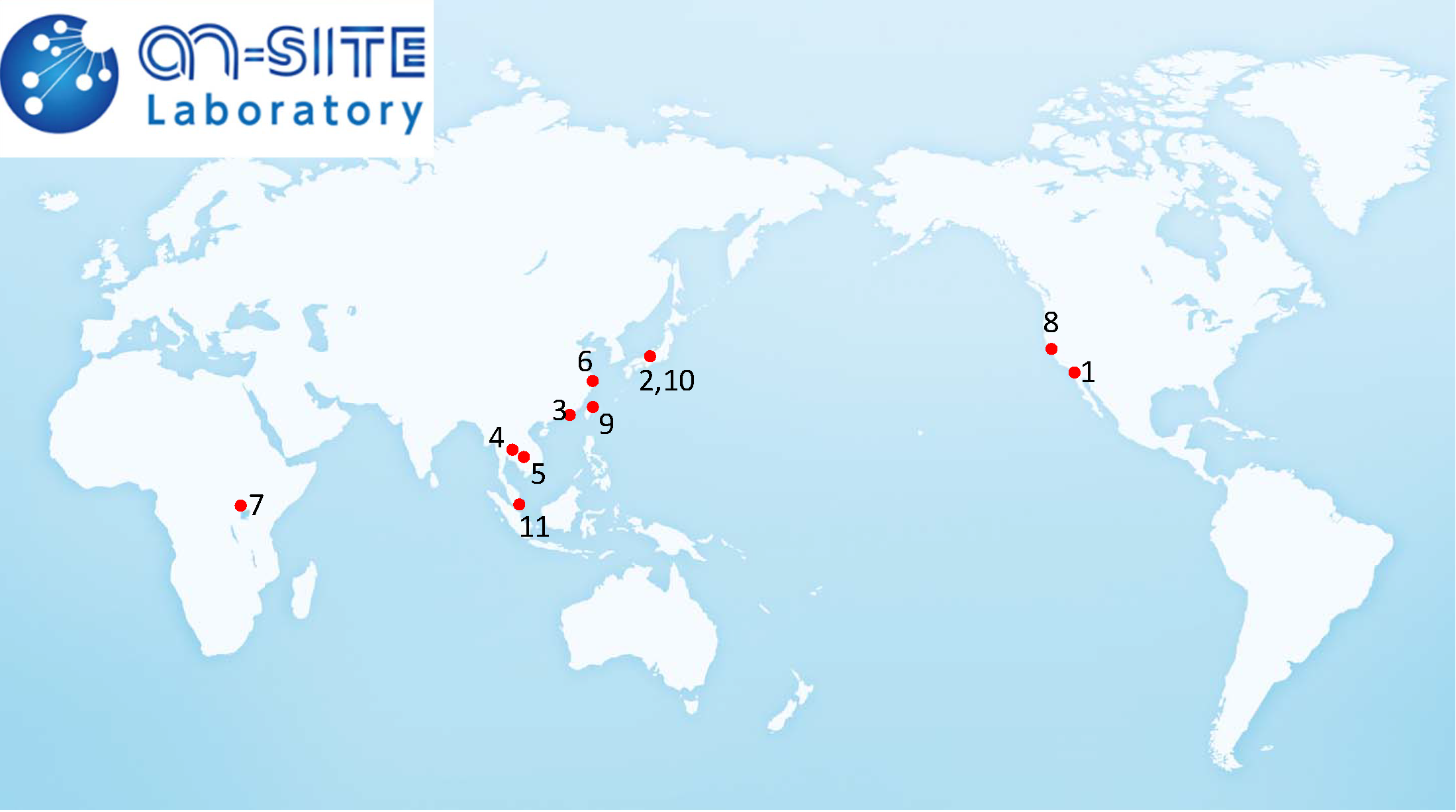 On-site Laboratory位置図(世界地図)
