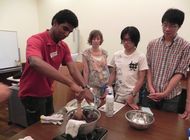 Participant enjoying making ‘anko (bean paste)’