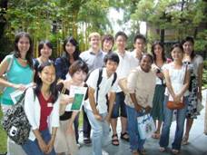 In front of the garden at the Urasenke Center