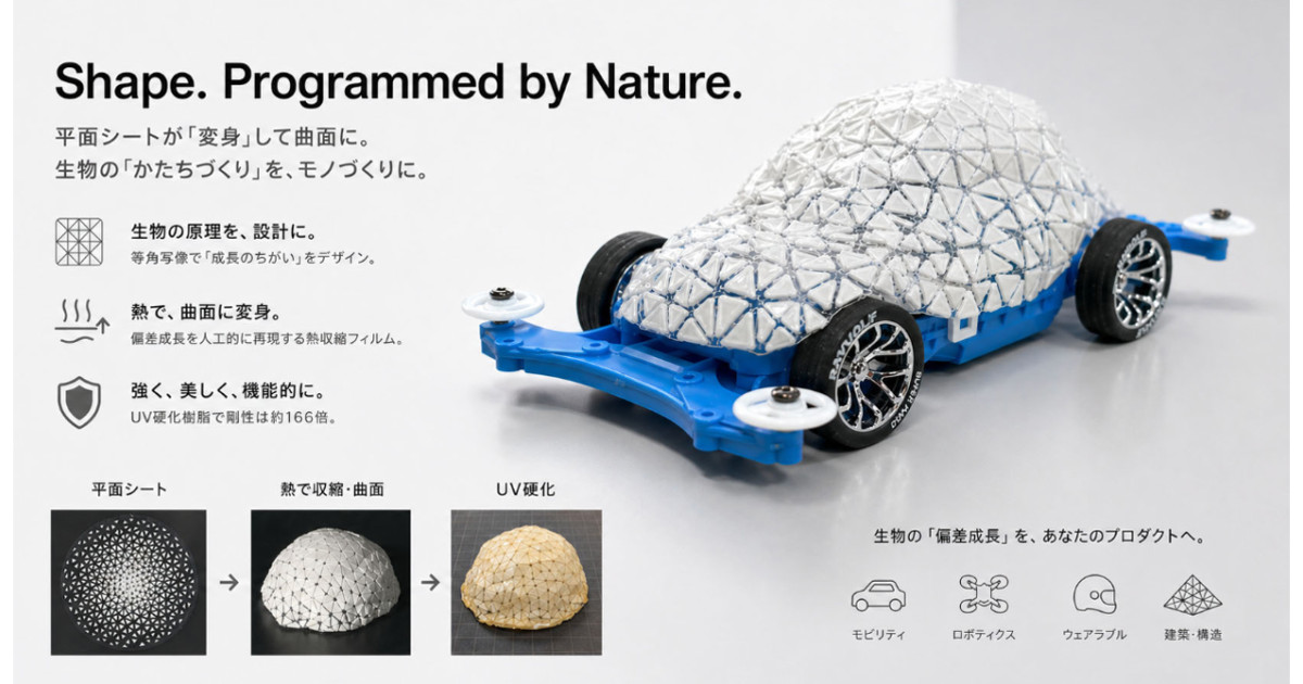 平面シートが「変身」して曲面に―生物の「かたちづくり」をモノづくりに―